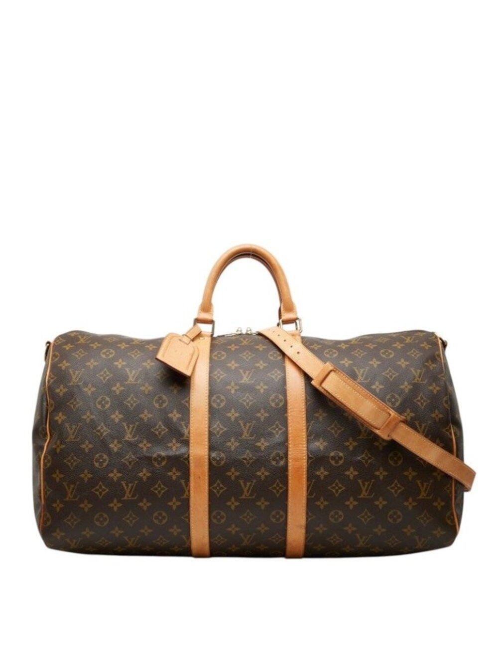 Louis Vuitton Monogram Keepall Bandouliere 55 Boston Bag 2-Way Brown Leather